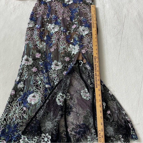 ELLIATT Floral Iridescent Sequin Mesh Midi Dress Medium - Picture 10 of 16